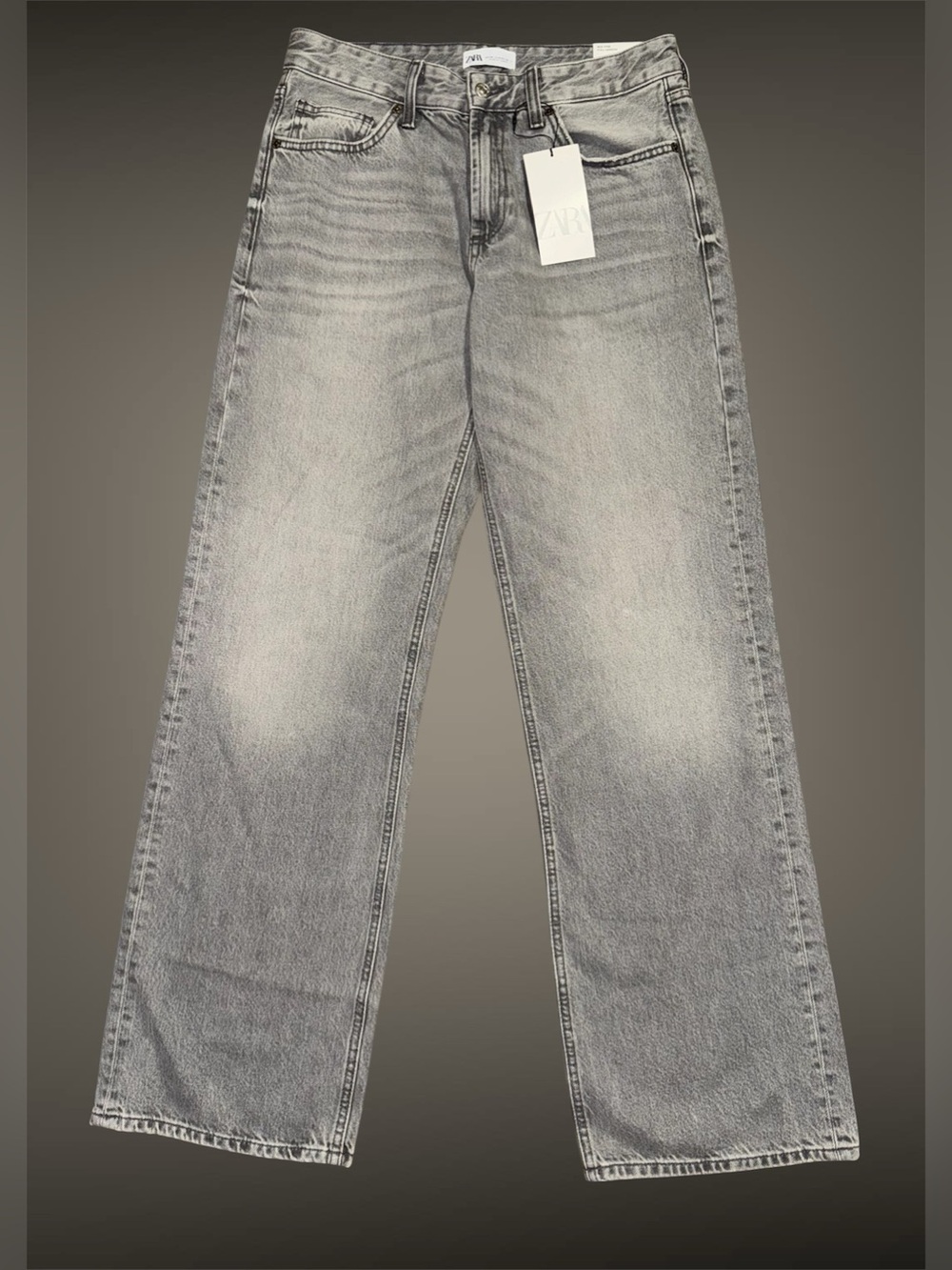 Zara TRF Wide Leg Gray Mid Rise Jeans size 8